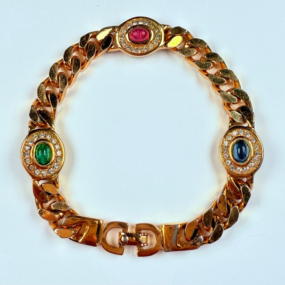 Christian Dior Grosse Gripoix Cabochon Rhinestone Haute Couture MCM Bracelet - Picture 1 of 8